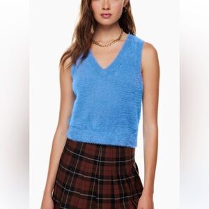 NWOT Aritzia Sunday Best  Fluffy Tia V-Neck Vest with Preppy Stripe size S